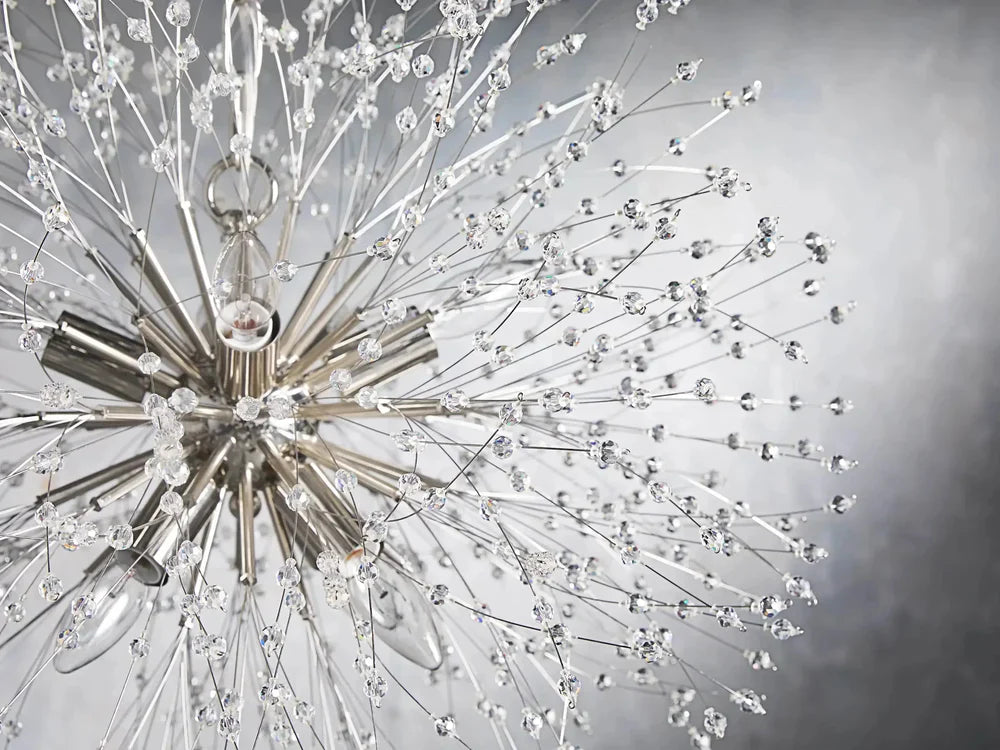 Elegant Dandelion Crystal Round Chandelier in Brass and Silver Finishes
