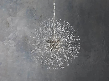 Elegant Dandelion Crystal Round Chandelier in Brass and Silver Finishes