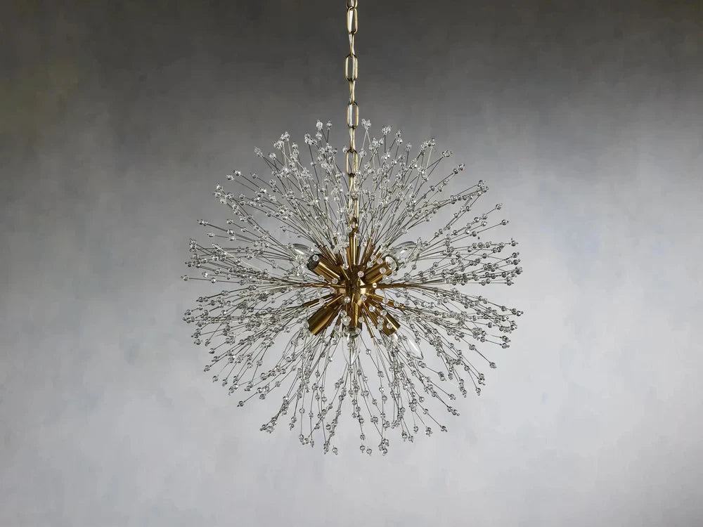 Elegant Dandelion Crystal Round Chandelier in Brass and Silver Finishes