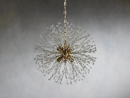 Elegant Dandelion Crystal Round Chandelier in Brass and Silver Finishes