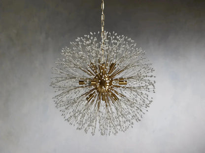 Elegant Dandelion Crystal Round Chandelier in Brass and Silver Finishes