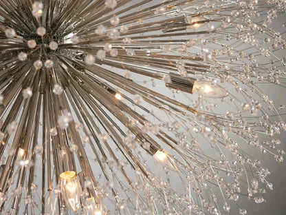Elegant Dandelion Crystal Round Chandelier in Brass and Silver Finishes