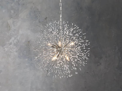 Elegant Dandelion Crystal Round Chandelier in Brass and Silver Finishes