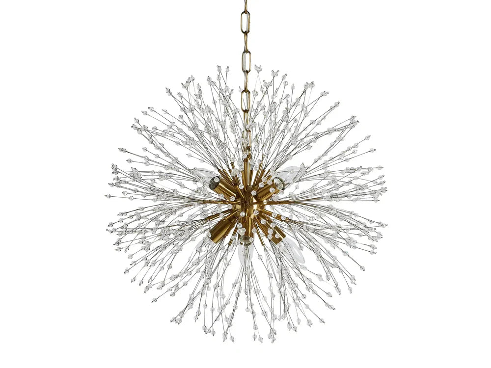 Elegant Dandelion Crystal Round Chandelier in Brass and Silver Finishes