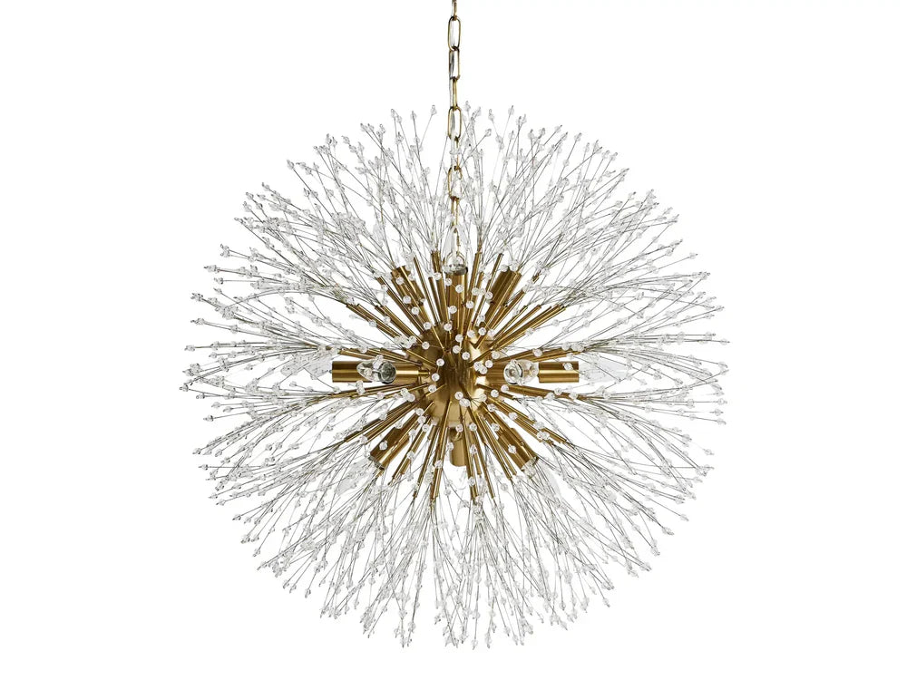 Elegant Dandelion Crystal Round Chandelier in Brass and Silver Finishes