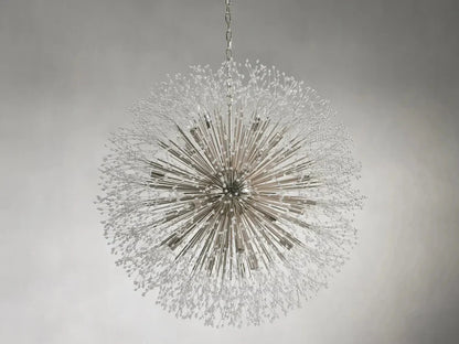 Elegant Dandelion Crystal Round Chandelier in Brass and Silver Finishes