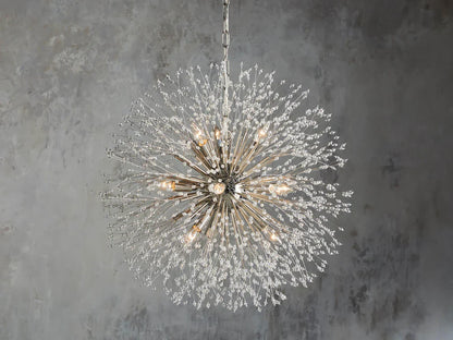Elegant Dandelion Crystal Round Chandelier in Brass and Silver Finishes