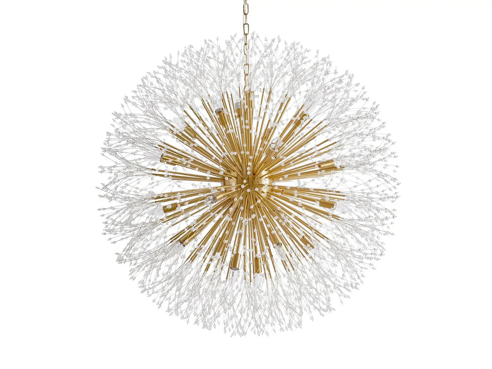 Elegant Dandelion Crystal Round Chandelier in Brass and Silver Finishes