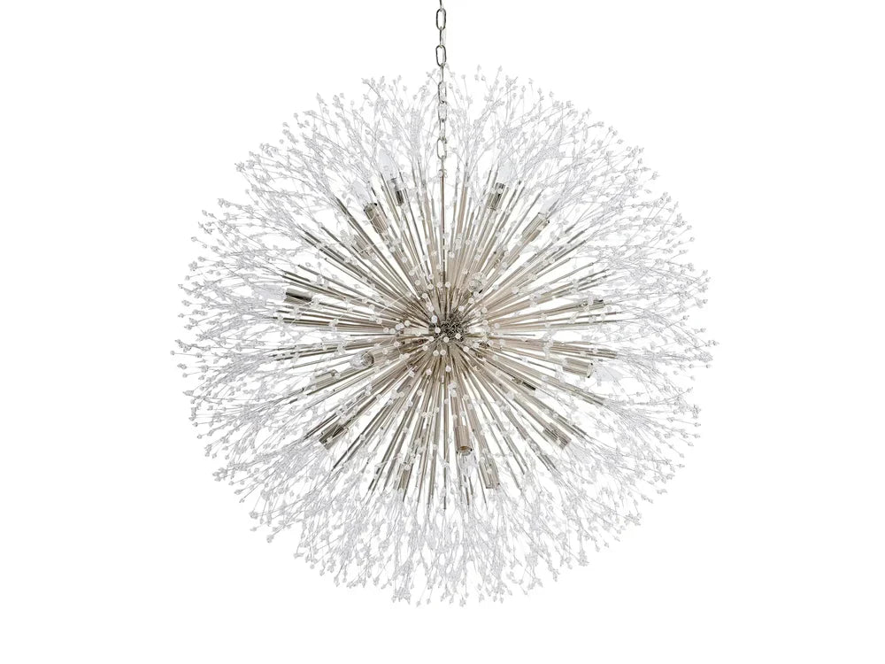 Elegant Dandelion Crystal Round Chandelier in Brass and Silver Finishes