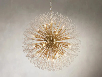Elegant Dandelion Crystal Round Chandelier in Brass and Silver Finishes