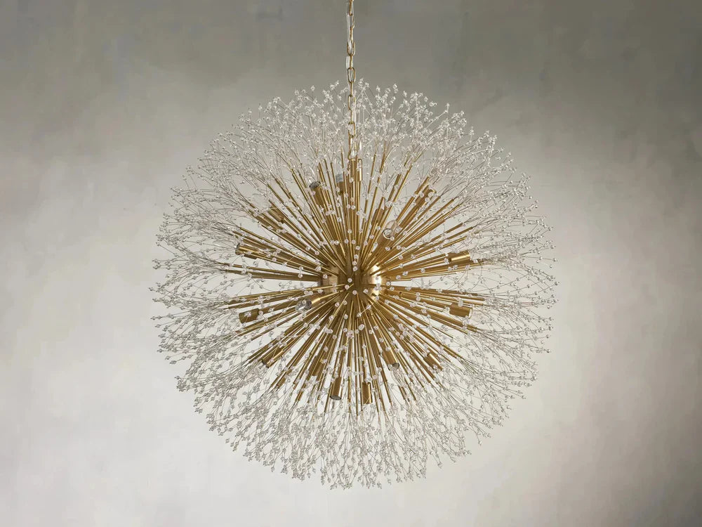 Elegant Dandelion Crystal Round Chandelier in Brass and Silver Finishes
