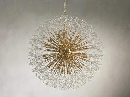 Elegant Dandelion Crystal Round Chandelier in Brass and Silver Finishes