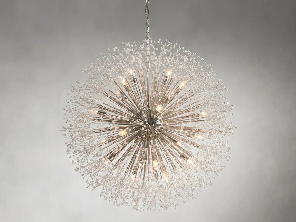 Elegant Dandelion Crystal Round Chandelier in Brass and Silver Finishes