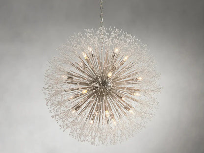 Elegant Dandelion Crystal Round Chandelier in Brass and Silver Finishes
