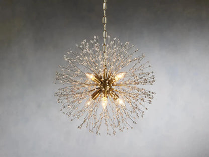 Elegant Dandelion Crystal Round Chandelier in Brass and Silver Finishes