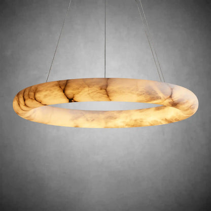 Halima Halo Spanish Alabaster LED Chandelier Luxury Brass Lighting