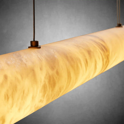Halima Modern Linear Alabaster LED Chandelier with Brass Accents