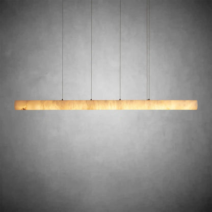 Halima Modern Linear Alabaster LED Chandelier with Brass Accents
