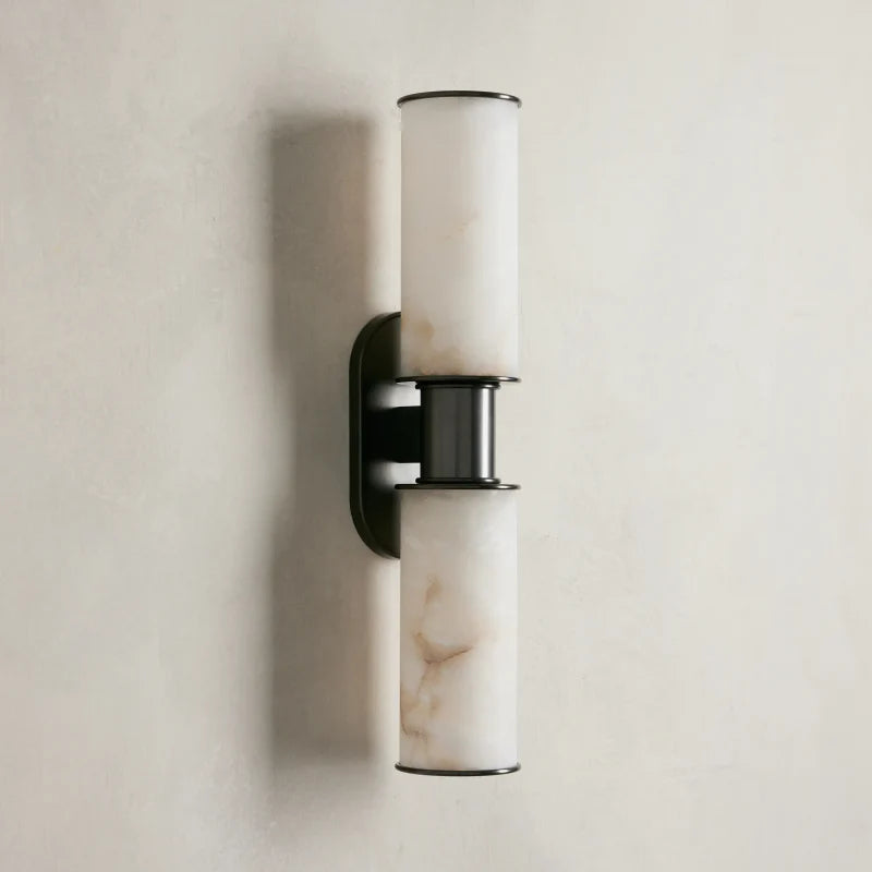 Harlin Modern Alabaster 2-Light Wall Sconce with Arched Details