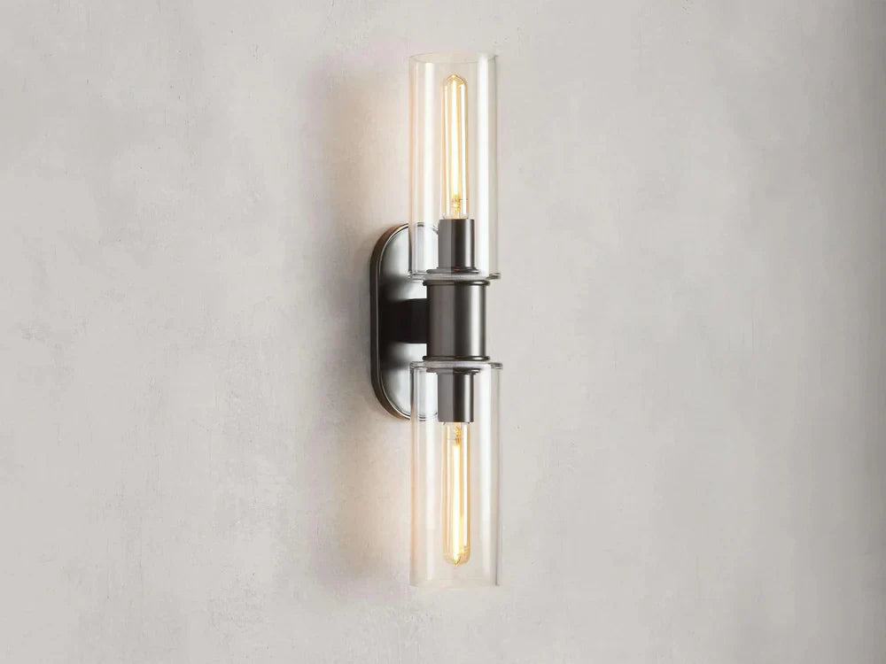 Harlin Modern 2-Light Wall Sconce with Clear Glass Cloche