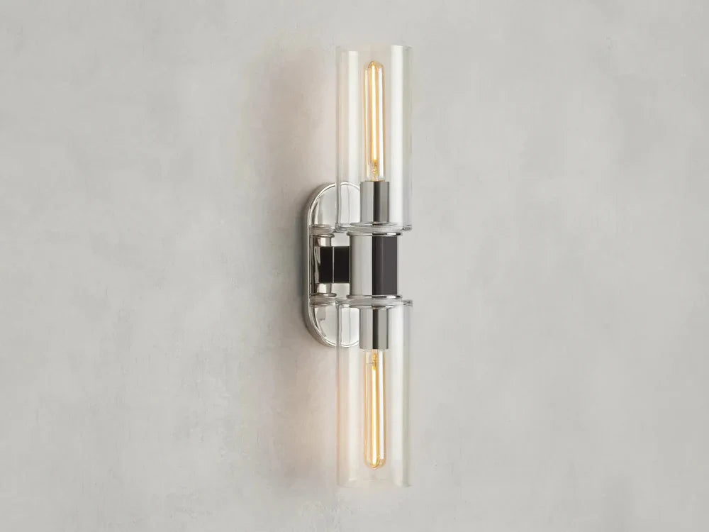 Harlin Modern 2-Light Wall Sconce with Clear Glass Cloche