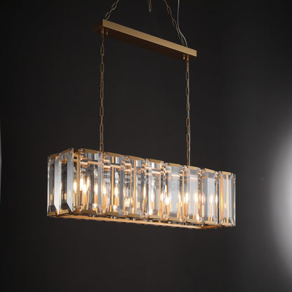 Hartley Crystal Rectangle Chandelier Faceted Glass Prism
