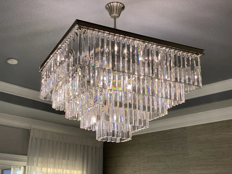 Extra Large Square Multi-layers Crystal Chandelier Modern Light