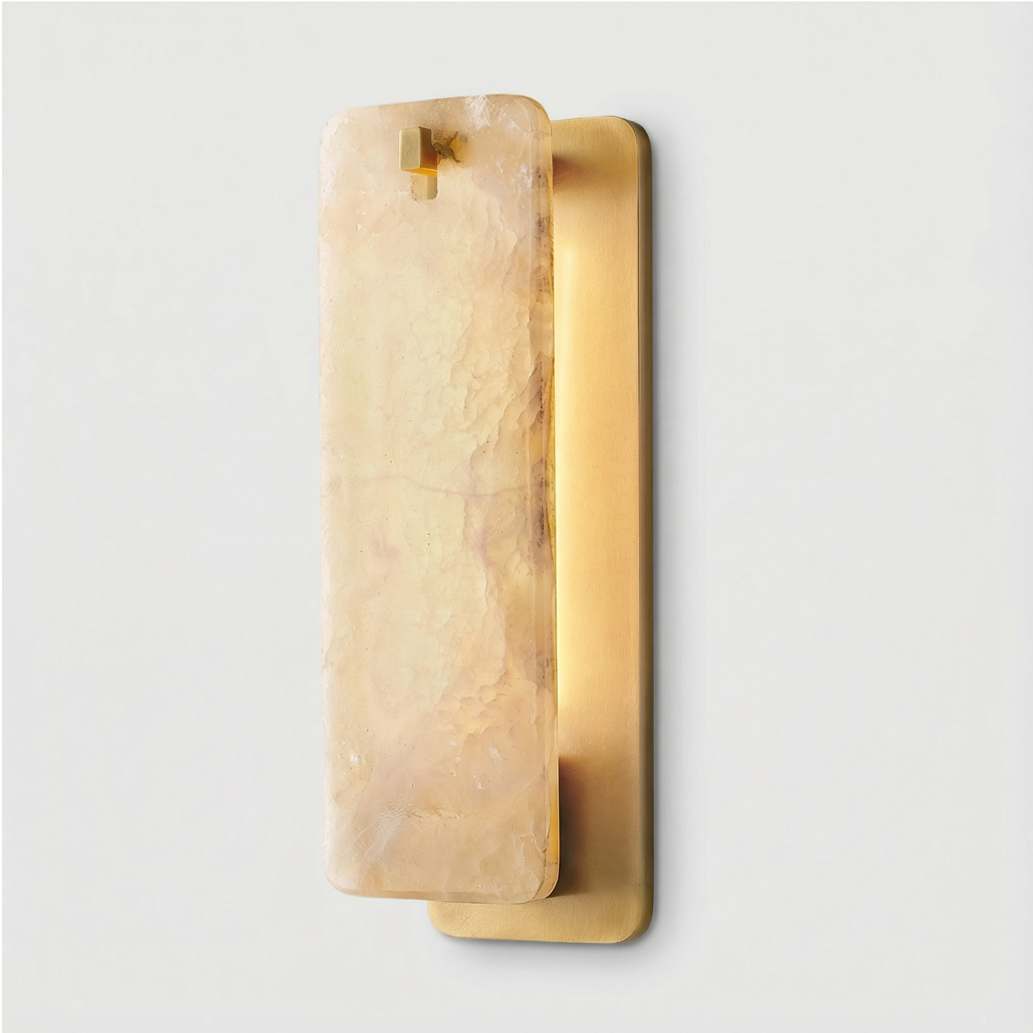 Belamette Alabaster Stone Wall Sconce Light with Metal Accents