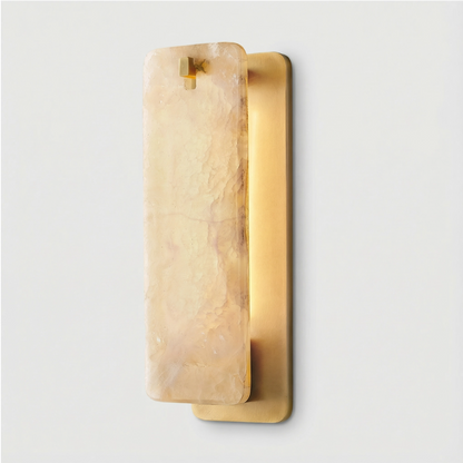 Belamette Alabaster Stone Wall Sconce Light with Metal Accents