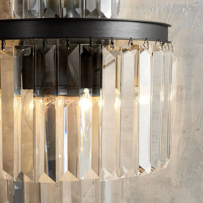 Leyland 3-Light French Art Deco Crystal Wall Sconce Brass Bronze