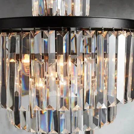 Leyland Tiered Round Crystal Chandelier in Antique Brass Finish