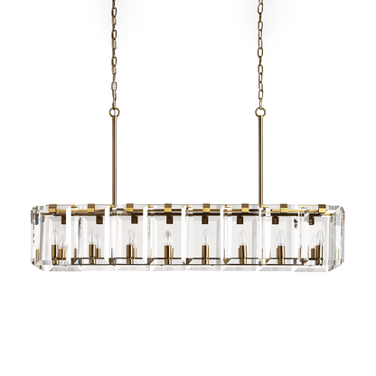 Modern Amaya Rectangular Crystal Chandelier for Luxury Dining Rooms
