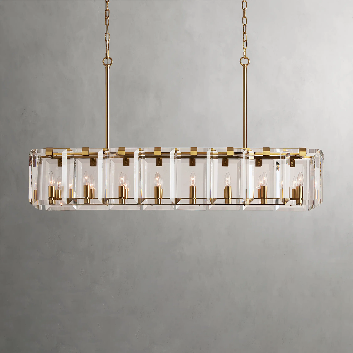 Modern Amaya Rectangular Crystal Chandelier for Luxury Dining Rooms