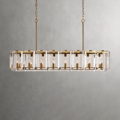 Modern Amaya Rectangular Crystal Chandelier for Luxury Dining Rooms