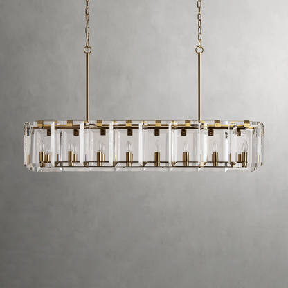 Modern Amaya Rectangular Crystal Chandelier for Luxury Dining Rooms
