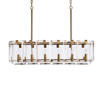 Modern Amaya Rectangular Crystal Chandelier for Luxury Dining Rooms