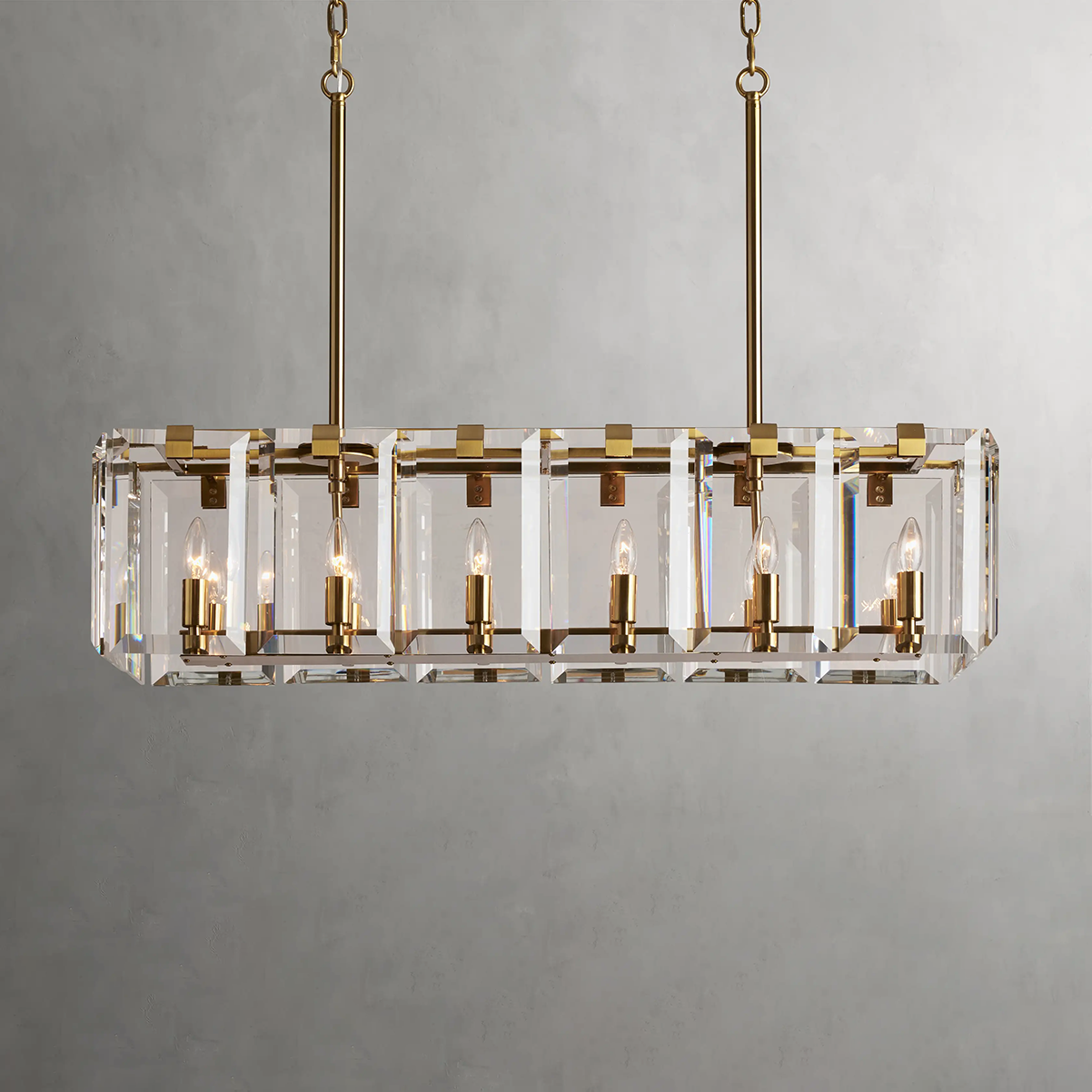 Modern Amaya Rectangular Crystal Chandelier for Luxury Dining Rooms