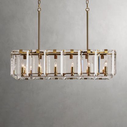 Modern Amaya Rectangular Crystal Chandelier for Luxury Dining Rooms
