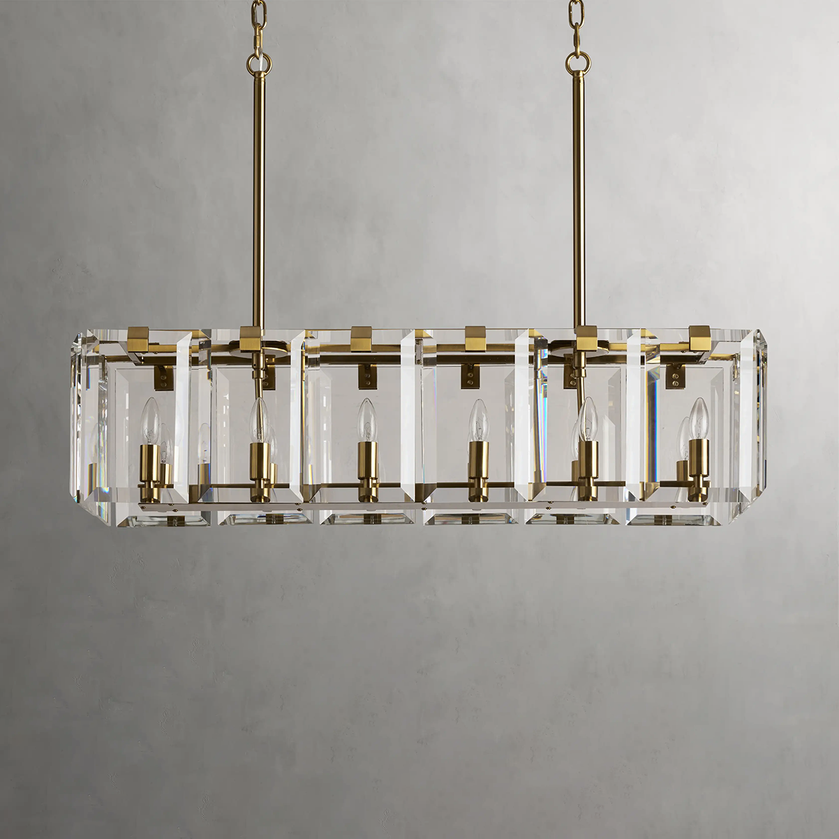 Modern Amaya Rectangular Crystal Chandelier for Luxury Dining Rooms