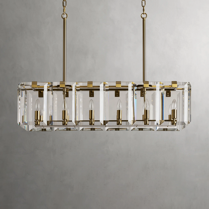Modern Amaya Rectangular Crystal Chandelier for Luxury Dining Rooms