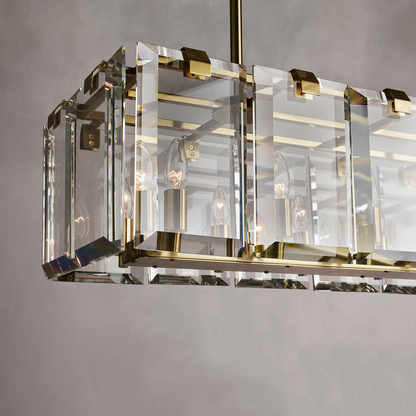 Modern Amaya Rectangular Crystal Chandelier for Luxury Dining Rooms