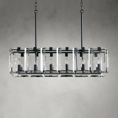Modern Amaya Rectangular Crystal Chandelier for Luxury Dining Rooms