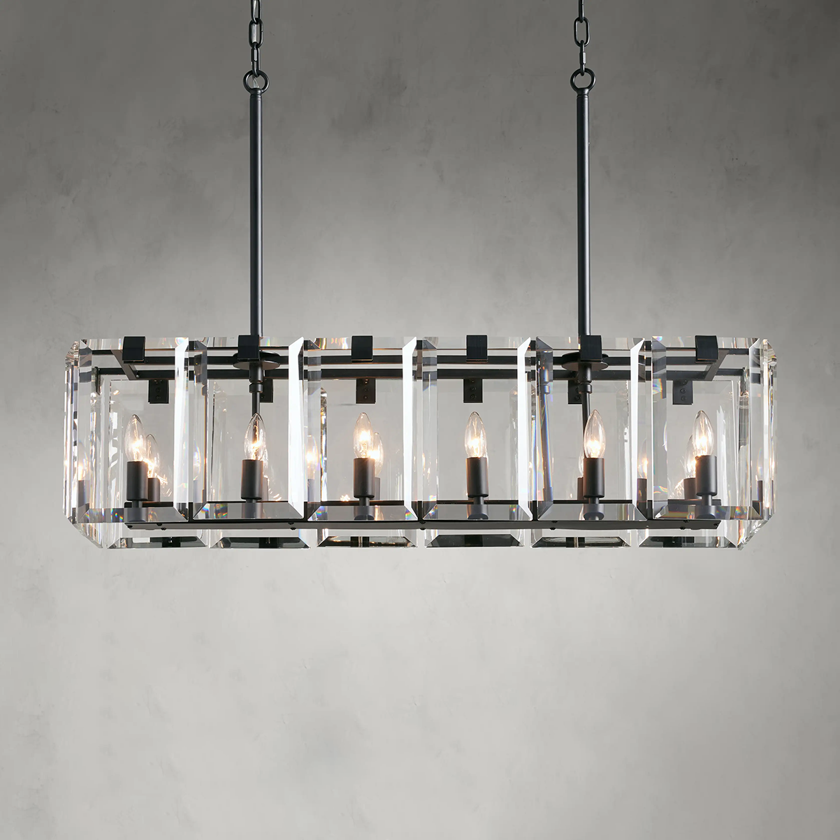 Modern Amaya Rectangular Crystal Chandelier for Luxury Dining Rooms
