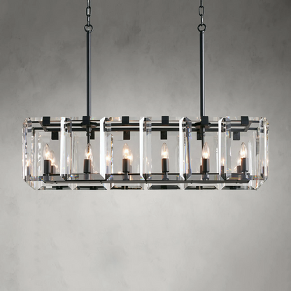 Modern Amaya Rectangular Crystal Chandelier for Luxury Dining Rooms