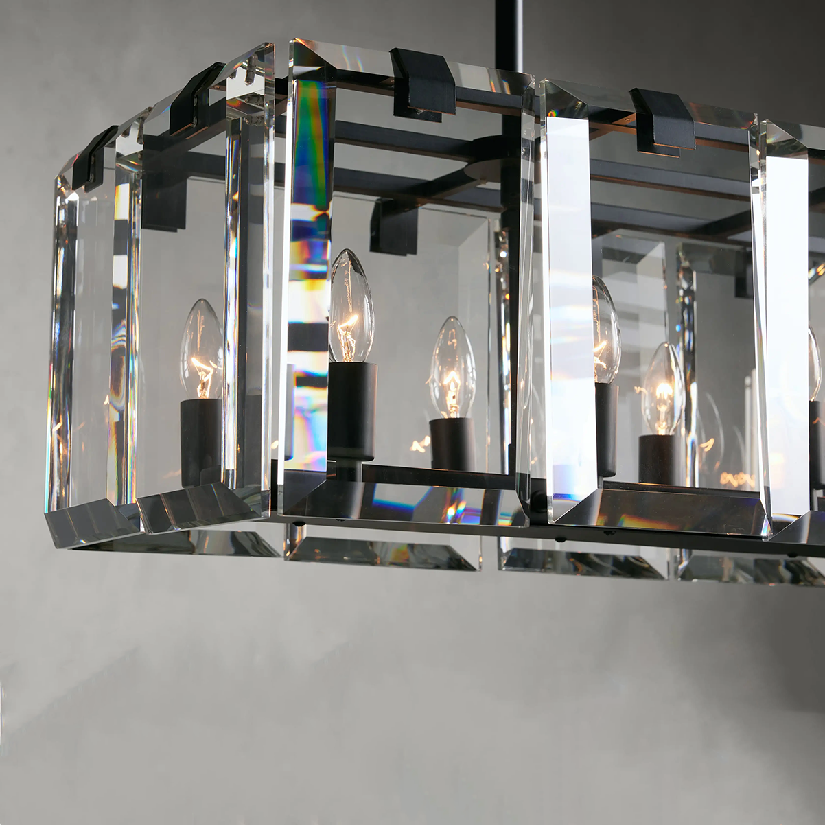Modern Amaya Rectangular Crystal Chandelier for Luxury Dining Rooms