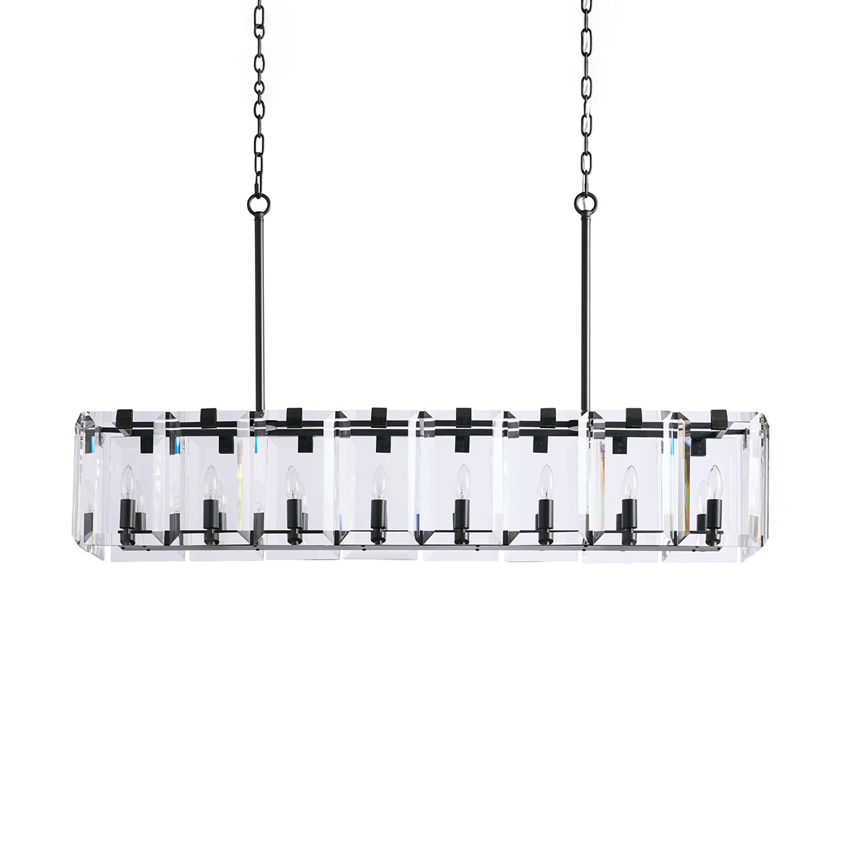 Modern Amaya Rectangular Crystal Chandelier for Luxury Dining Rooms
