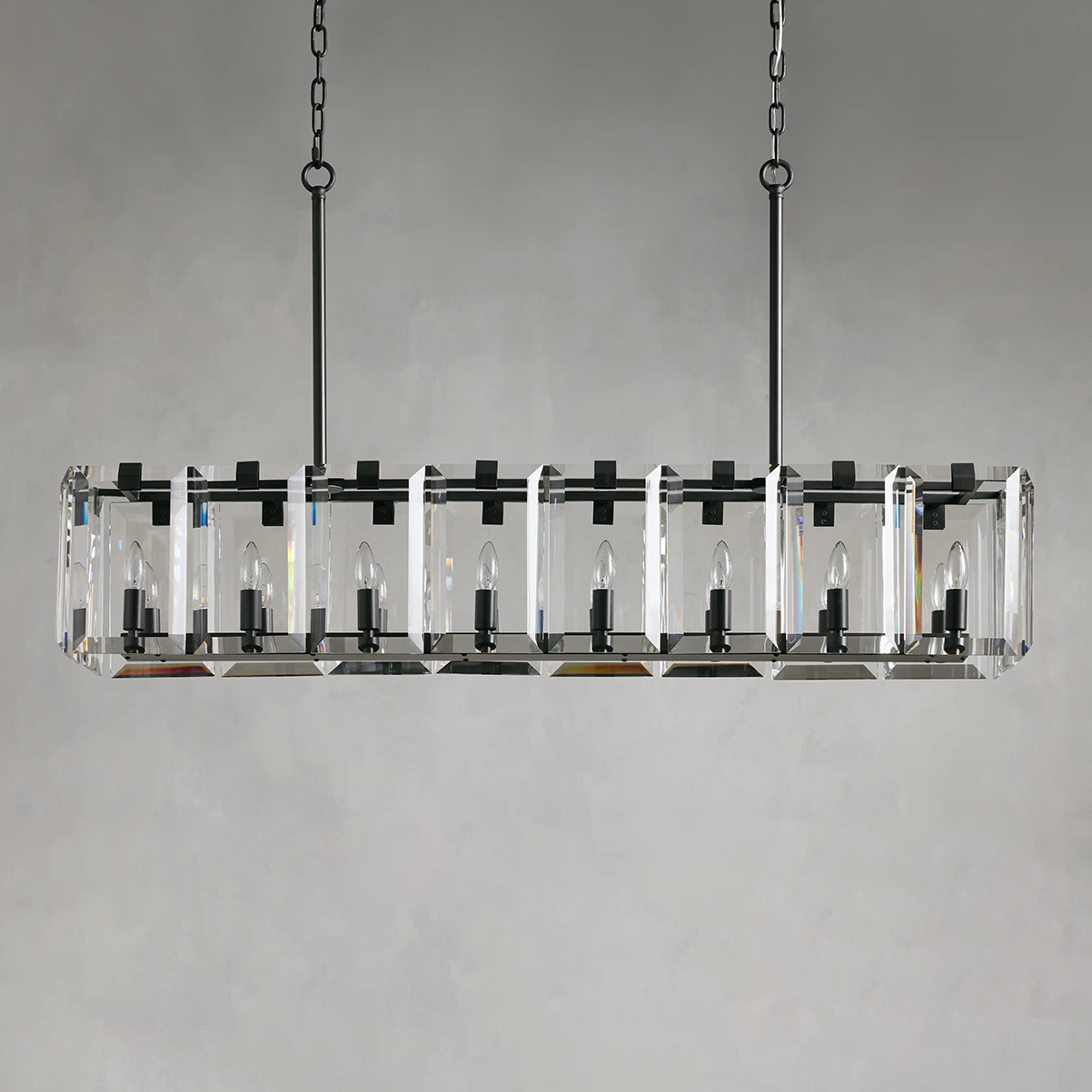 Modern Amaya Rectangular Crystal Chandelier for Luxury Dining Rooms