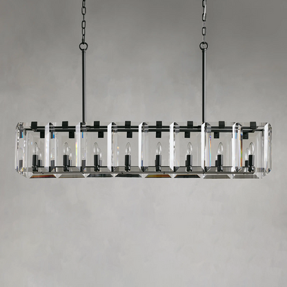 Modern Amaya Rectangular Crystal Chandelier for Luxury Dining Rooms
