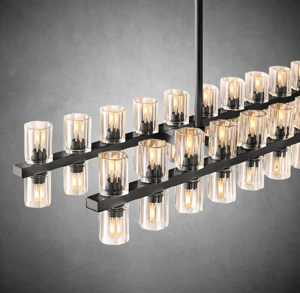 Wine-Glass Rectangular Island Chandelier 54" Over Kitchen Table