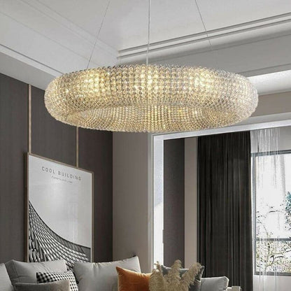 Customized Round Chandelier 59‘’- Full crystal, canopy 8''
